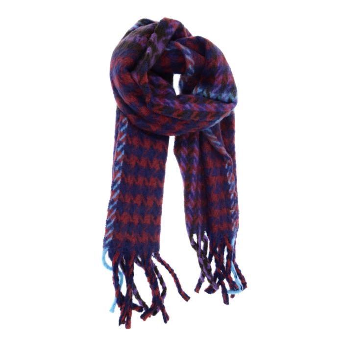 OVERSIZED HOUNDSTOOTH FRINGE SCARF
