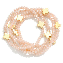 Load image into Gallery viewer, Dainty Faceted Glass Stacking Bracelets with Delicate Cross Accent
