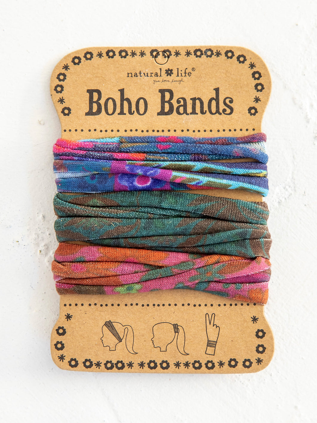 Boho Bands Hair Ties in Navy/Green/Pink