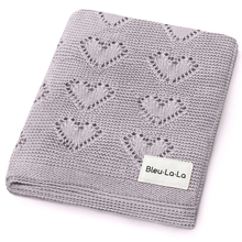 Load image into Gallery viewer, 100% Luxury Cotton Swaddle Receiving Baby Blanket - Heart: Lavender
