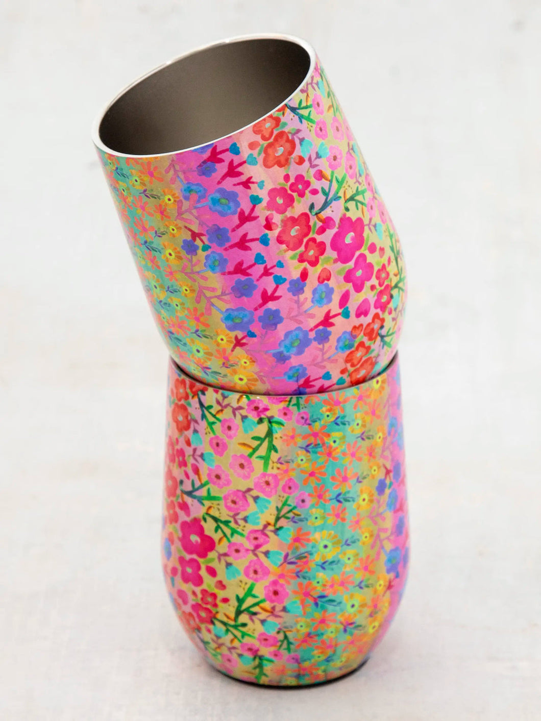 Stainless Steel Wine Tumbler - floral