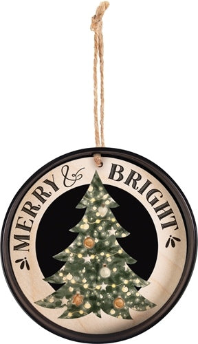 Merry & Bright Mason Jar Lid Ornament