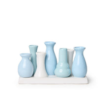 Load image into Gallery viewer, Blue Hues Multi Vase with 7 Sections on Platform
