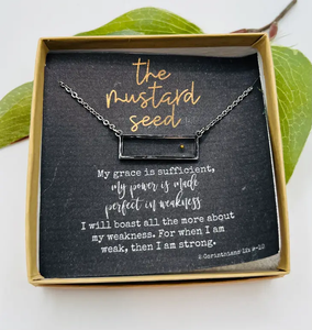 Mustard Seed Bar Necklace In Silver