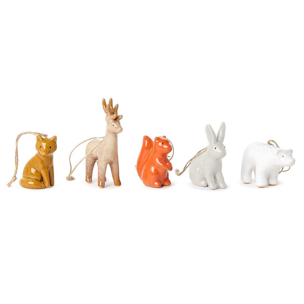 Woodland Animal Stoneware Ornaments