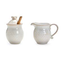 Load image into Gallery viewer, Bee Honeycomb Sugar &amp; Creamer Set with spoon
