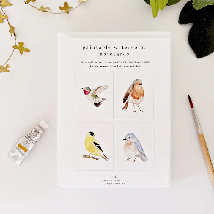 Backyard Birds paintable notecards