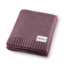 Load image into Gallery viewer, Heritage Knit 100% Organic Cotton Luxury Knit Baby Swaddle Blanket  : Plum
