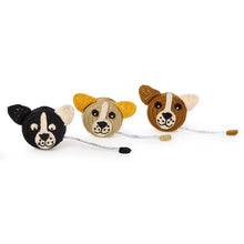 Load image into Gallery viewer, Playful Puppy Hand-Crocheted Measuring Tape Assorted 3 Colors: Tan, Black, Brown
