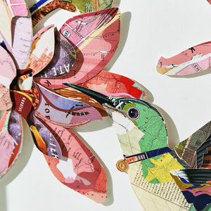 Humming Birds Paper Collage Wall Art