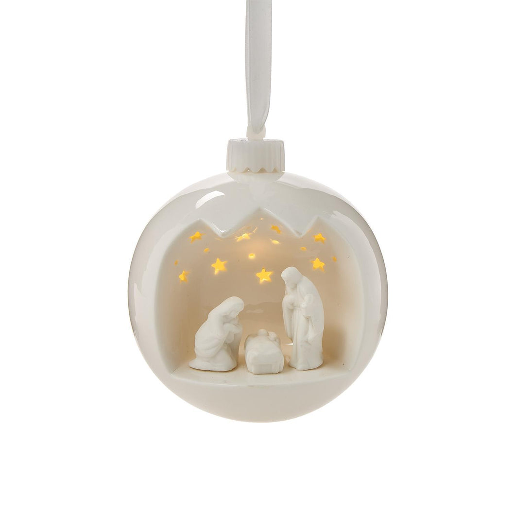 Nativity Scene Light-Up Keepsake Ornament with Stand in Gift Box