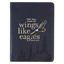 Load image into Gallery viewer, Wings like eagles Navy Blue Handy-Sized Faux Leather Journal- Isaiah 40:31
