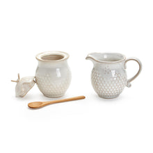 Load image into Gallery viewer, Bee Honeycomb Sugar &amp; Creamer Set with spoon
