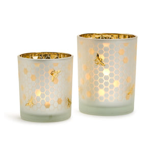 Golden Bee Metallic Silhouette Candleholders