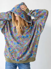 Load image into Gallery viewer, Oversized printed Hoodie- Blue Purple Daisy
