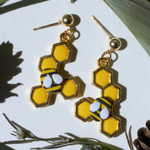 Load image into Gallery viewer, Large Honeycomb Bee Earrings
