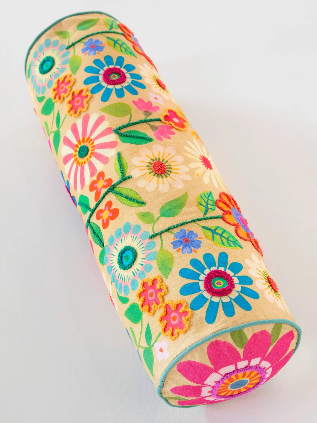 Folk Flower Tufted Bolser Pillow