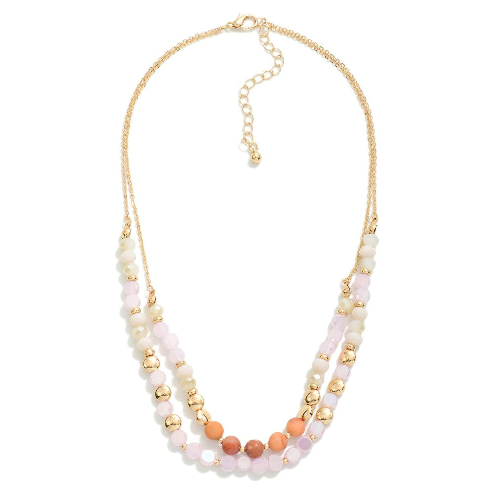 Layered Natural Stone Chain Necklace