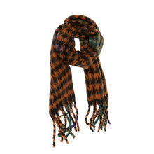 Load image into Gallery viewer, OVERSIZED HOUNDSTOOTH FRINGE SCARF
