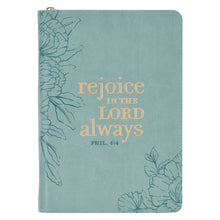 Load image into Gallery viewer, Rejoice  Leather Classic Journal with Zippered Closure - Philippians 4:4 Journal

