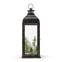 Load image into Gallery viewer, Lit Large Warm Winter Lights Black Lantern
