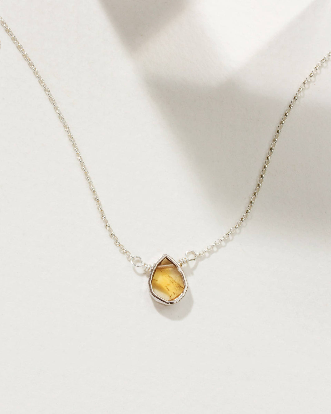 Silver & Citrine Delicate Gemstone Necklace