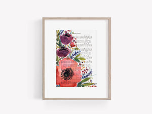 “Amazing Grace” Floral Hymn Print, 5×7″