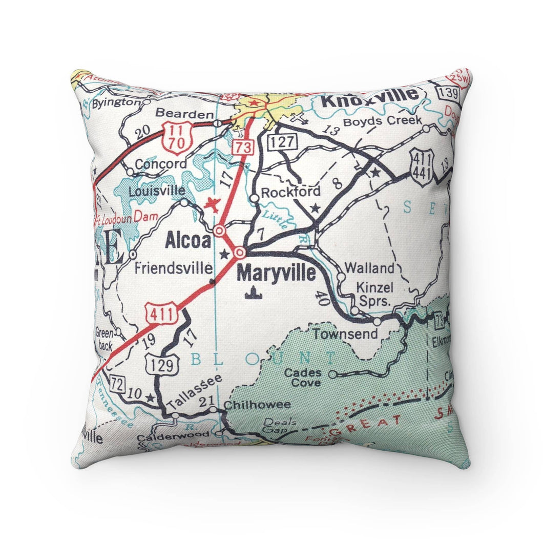Maryville Tennessee Map Pillow