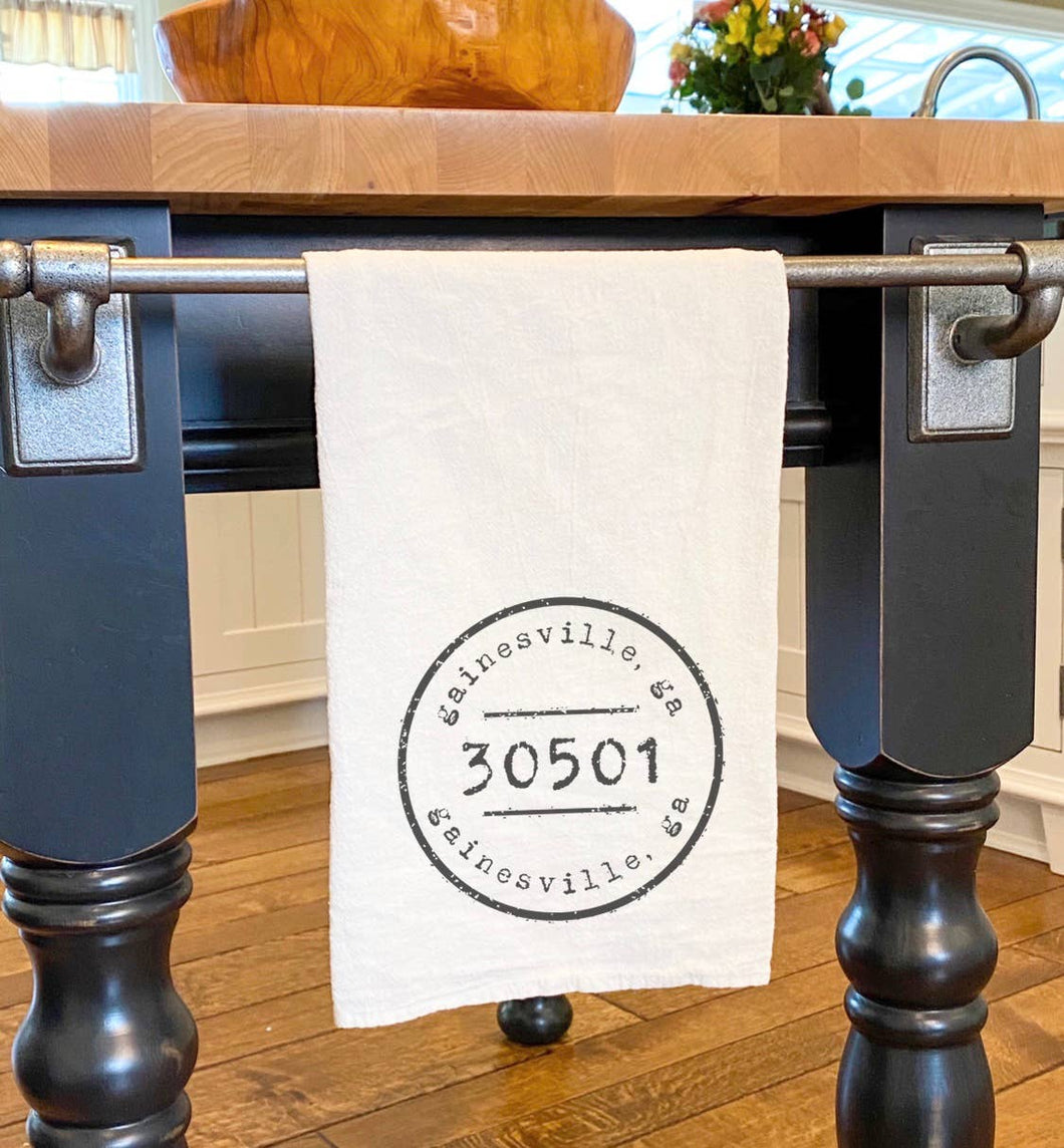 Postmark Stamp City/State/Zip  - Cotton Tea Towel