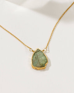 Labradorite Earth, Wind and Fire  Necklace in Gold