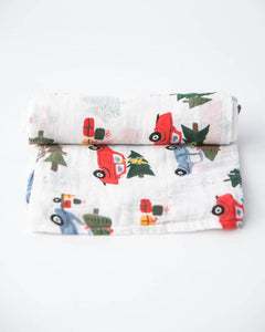 Cotton Muslin Swaddle Blanket- Holiday Hauls