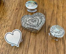 Load image into Gallery viewer, Tiny Pewter Sentiment Boxes
