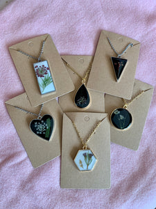 Dried Flower Resin Necklaces - Assorted Styles
