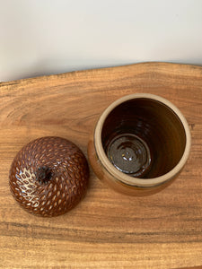 Lidded Acorn Jar -- Brown