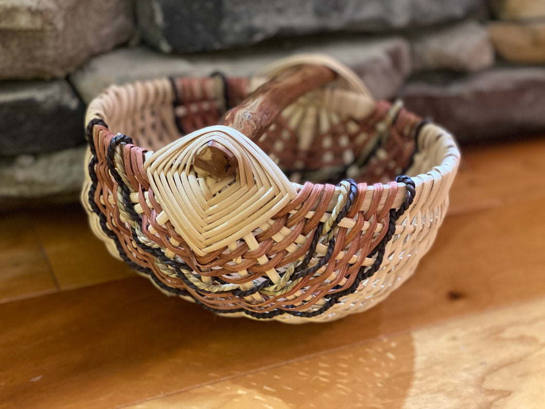 Round Ribbed Basket with Natural Handle