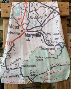 Maryville, Tennessee Vintage Map Kitchen Towel