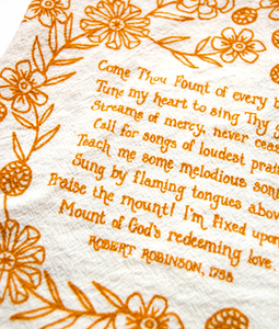 Come Thou Fount- hymn tea towel