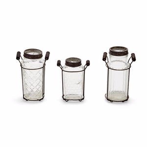 Vintage Wildflower Arranger Jar with Iron Stand