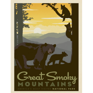 Great Smoky Mountains Mama & Cubs Art Print