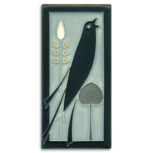 Songbird Art Tile- 4x8 Facing Right Grey Blue