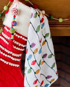 Chrismas Bulbs- Cotton Muslin Swaddle Blanket