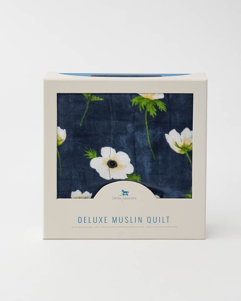 White Anemone Deluxe Muslin Baby Quilt