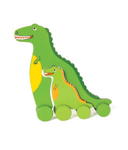 T Rex Dino Mommy and Baby Wooden Roller