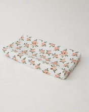 Load image into Gallery viewer, Watercolor Roses Cotton Muslin Changing Pad Cover
