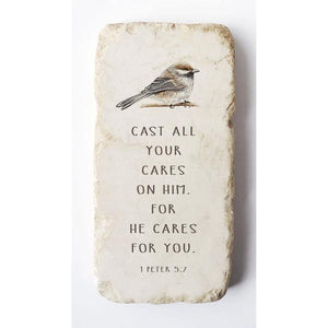 1 Peter 5:7 Stone- Cast your cares on Him for he cares for you