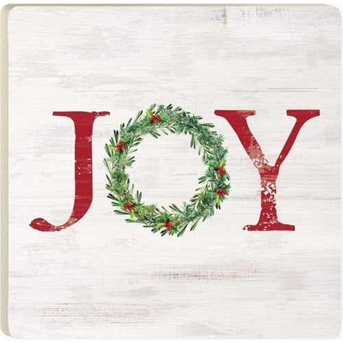 Joy Wreath Ceramic Coaster