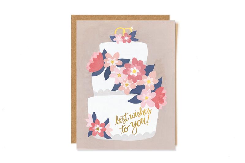 Wedding Cake Best Wishes Foil- Greeting Card