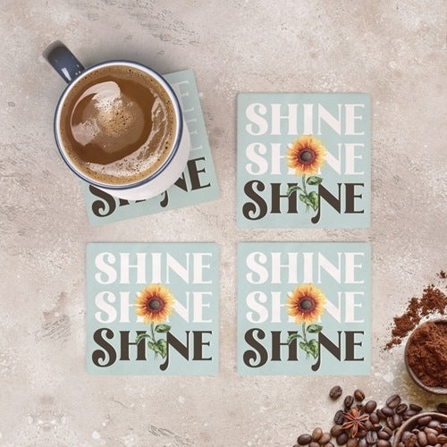 Shine Sunflower Ceramic Coaster