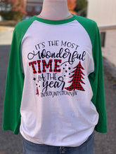 Load image into Gallery viewer, SALE- Most Wonderful Time Holiday 2022 Baseball Sleeve Tee
