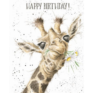 Giraffe & Flowers Birthday Card
